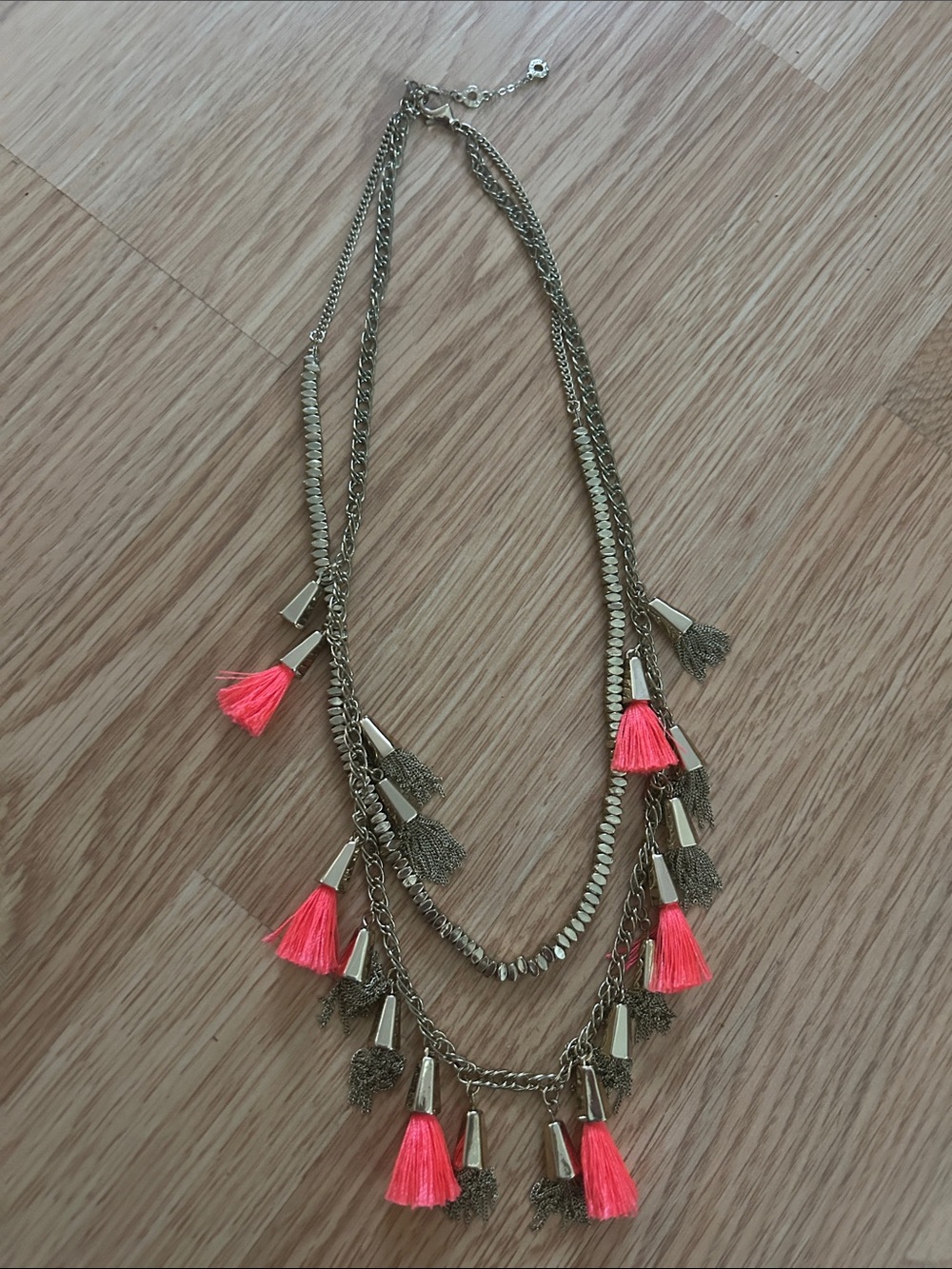 BaubleBar neon pink tassel necklace